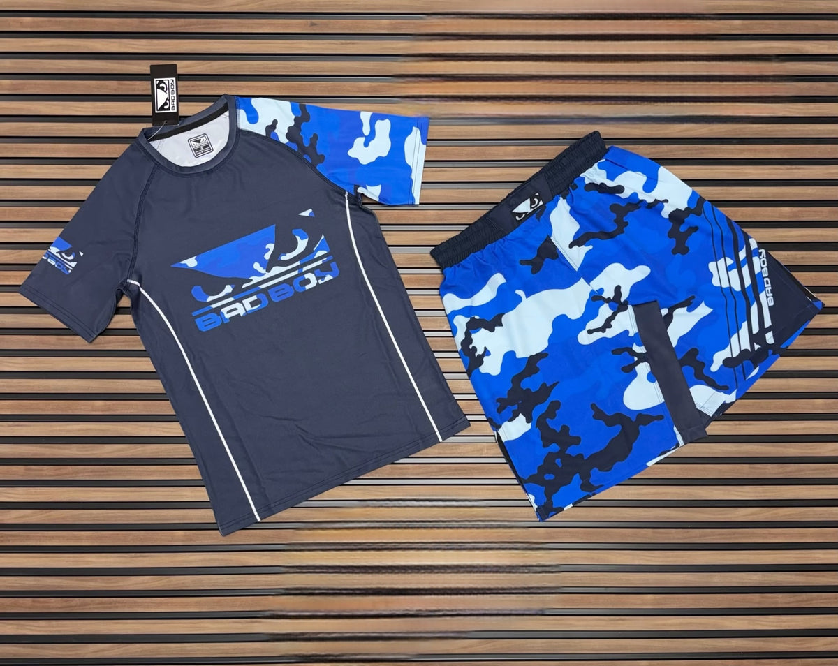 Bad Boy Blue Camo Fight Kit – Премиум спортен комплект (тениска + шорти)