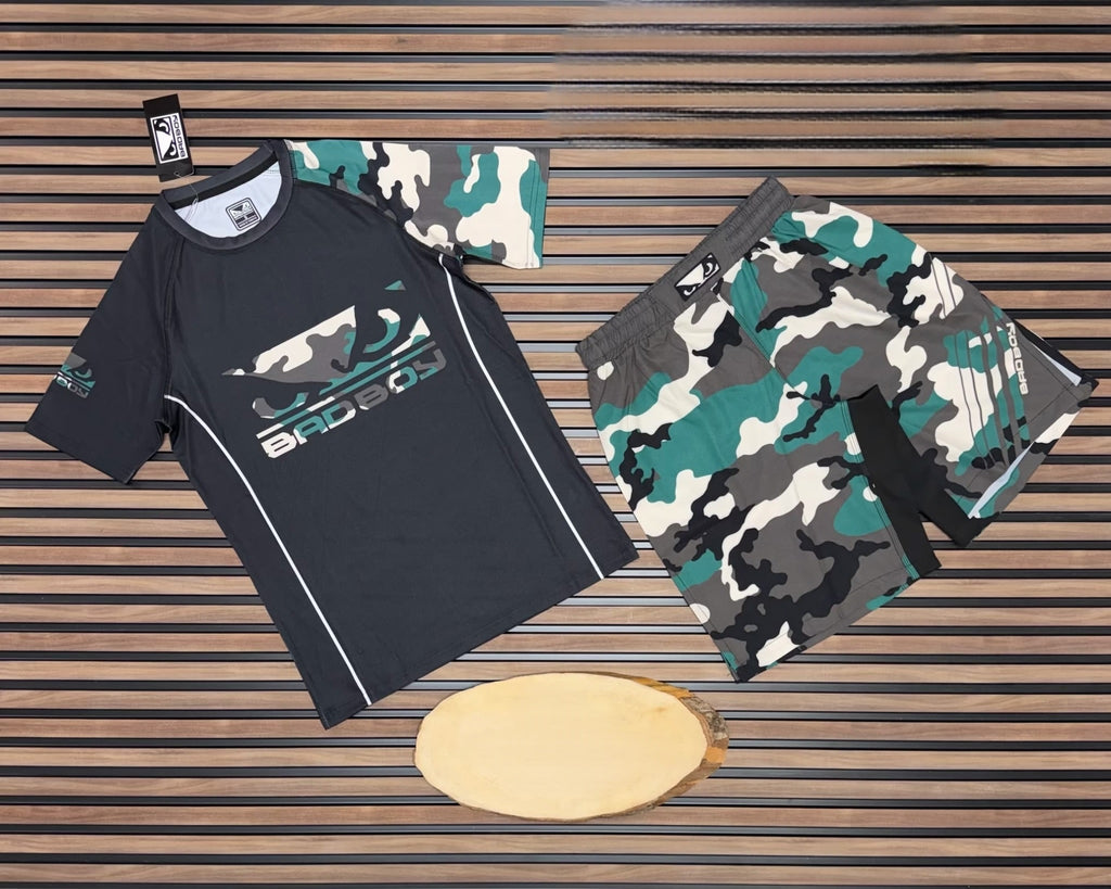 Bad Boy Green Camo Fight Kit – Премиум спортен комплект (тениска + шорти)